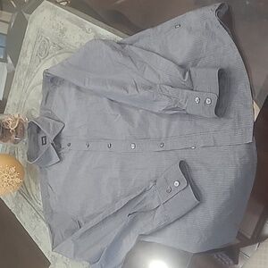 HUGO BOSS MEN'S GRAY STRIPPED DRESS FORMAL LARGE SHIRT